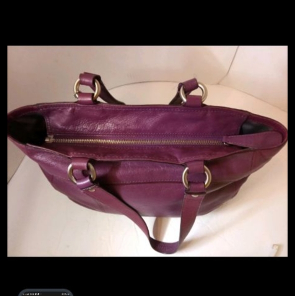 Coach East West Purse Tote Bag Womens Purple Medium F15235 Studded Leather Y2K - Picture 7 of 10